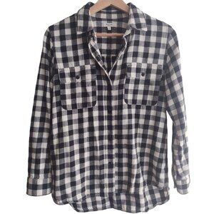 Madewell Checkered Flannel Shirt S Black White Check Cotton L/S Top